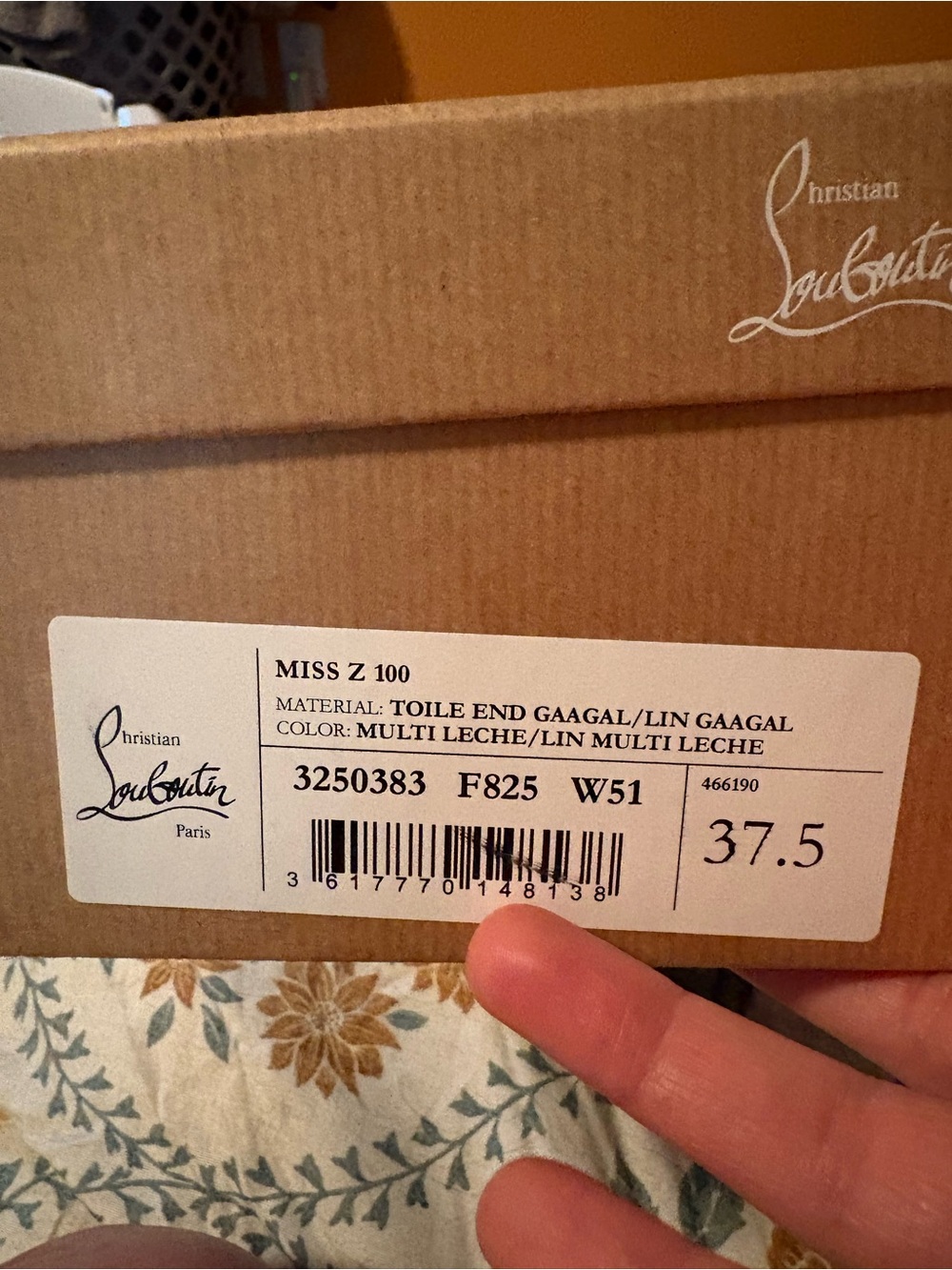 Christian Louboutin Beige and Tan Patterned Patent Pointed Toe Pumps - Picture 7 of 8